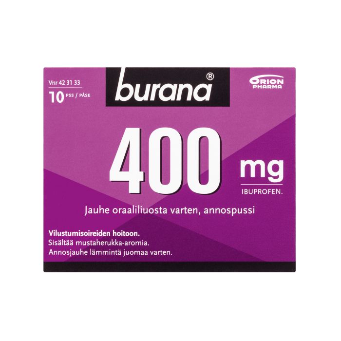 BURANA jauhe oraaliliuosta varten, annospussi 400 mg 10 kpl kuva 3